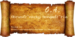 Obrusánszky Annamária névjegykártya